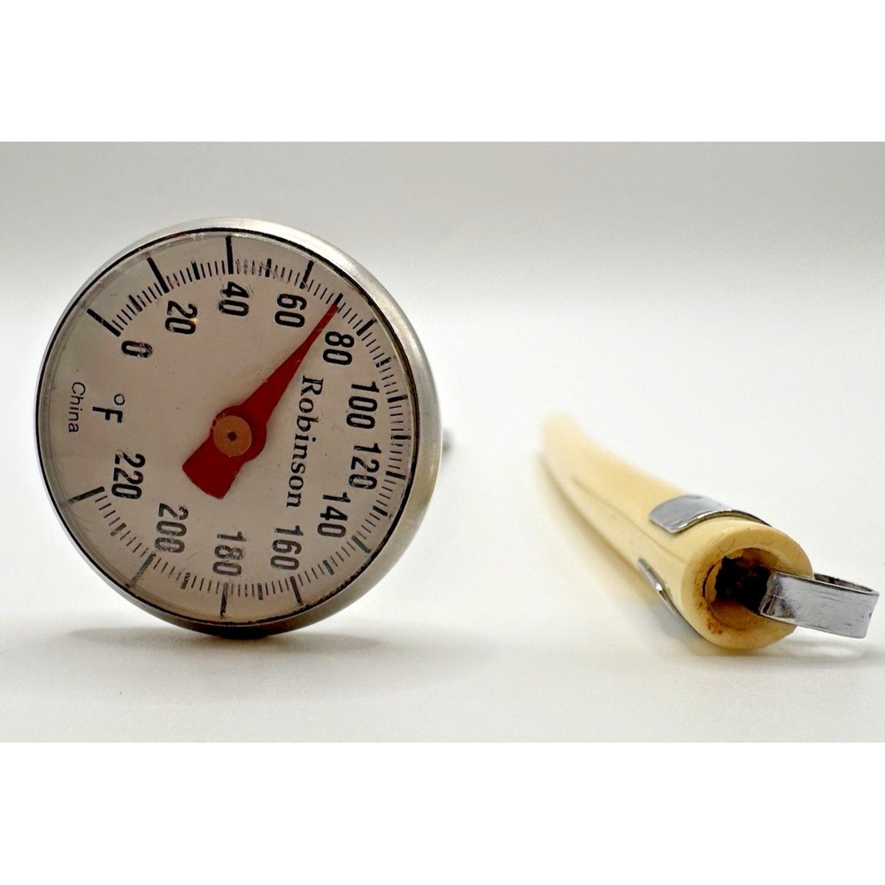 Candy Thermometer Robinson Deep Fry Cooking Thermometer Dial w Clip Vintage